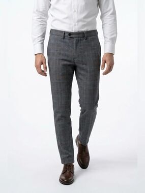 Banks Journal Men's Grey Glen Plaid Dress Pants